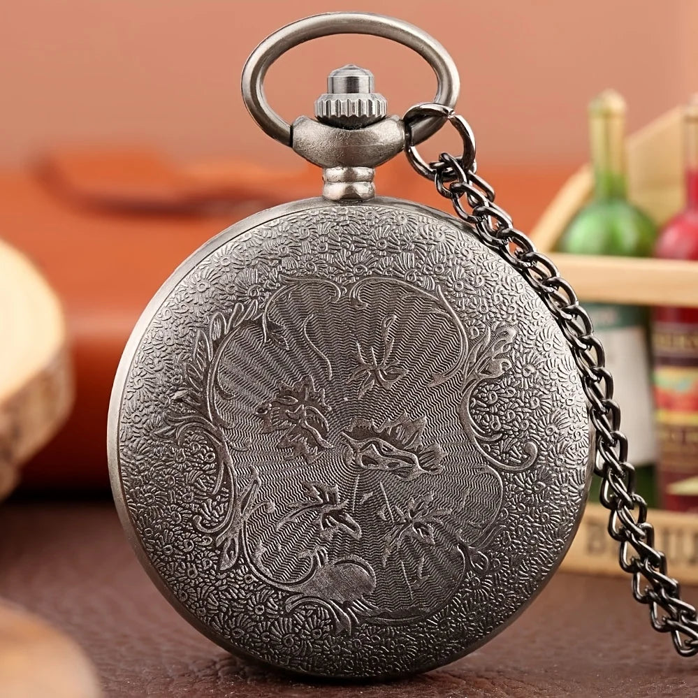 Golden Thief Necklace Pocket Watch Hogwarts Retro Flip Quartz Watch Men's and Women's Hanging Chain Clothing Accessories