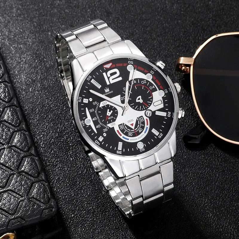 Luxury Brand Men Business Watch Stainless Steel Calendar Big Dial Watches for Men Fashion Sports Casual Quartz Wristwatch Clock