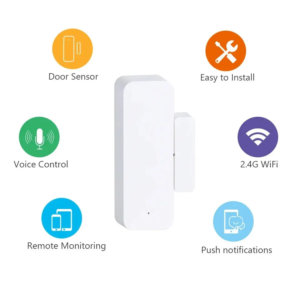 Tuya WiFi Door Sensor Window Contact Open Close Tuya APP Remote Control Compatible With Alexa Google Assistant