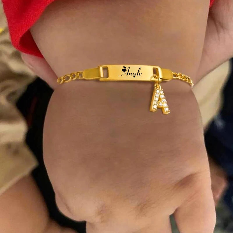 Personalized Name Bracelet With Initials for Boy Girl, Free Engraving Date ID Wristband Birthday Gift