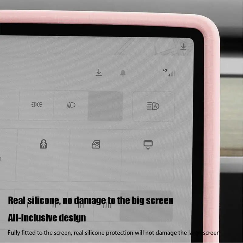 For Tesla Model3/Y Screens Silicone Protective Cover Shockproof Car Navigation Screen Protective Cover Narrow Frame Car Interior