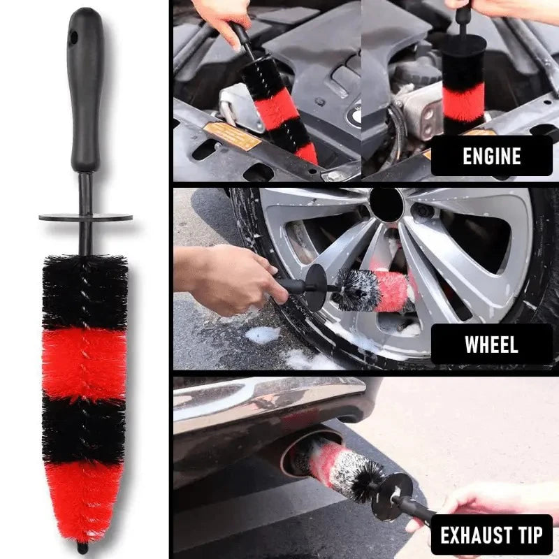 Tire Brush Set Car Detail Kit 19 Inch Long Soft Brush Bristles Wheel Brush Detail Brush Internal and External Cleaning Brush