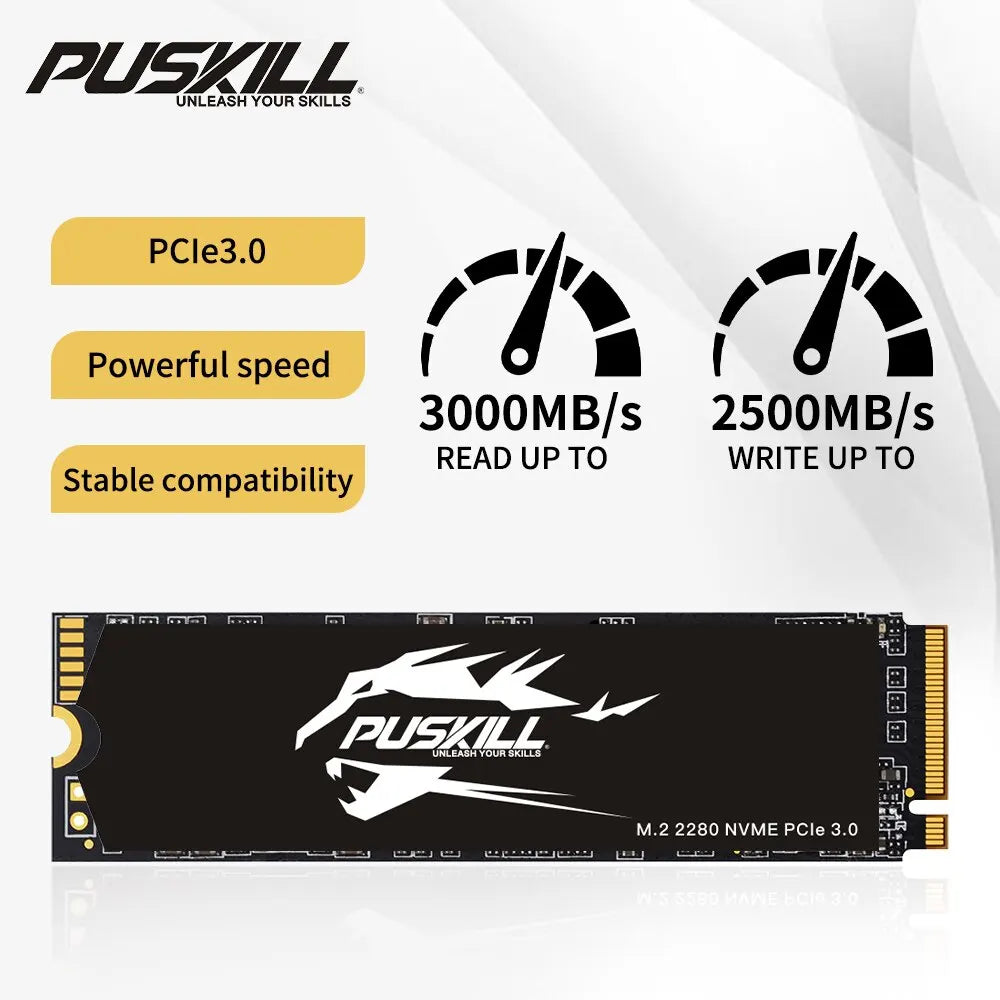 PUSKILL SSD M.2 NVMe 1TB 512GB 256GB 128GB PCIe M2 2280 Hard Disk Internal Solid State Drive Disk for Laptop Desktop