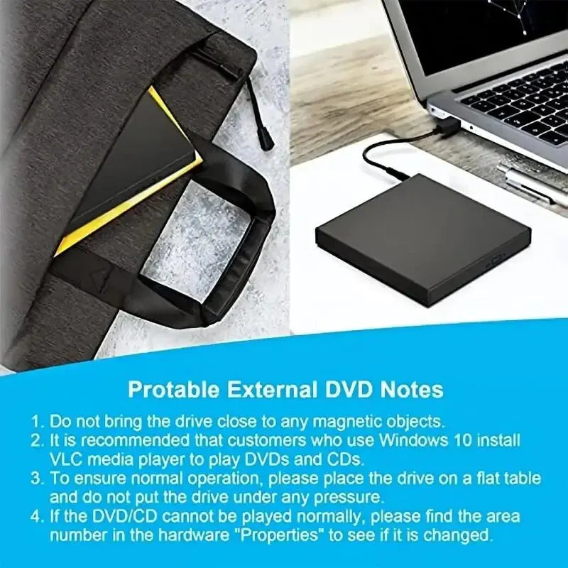 External CD DVD Drive, USB 2.0 Slim Protectable External CD-RW Drive DVD-ROM Burner Player for Laptops Desktop PCs