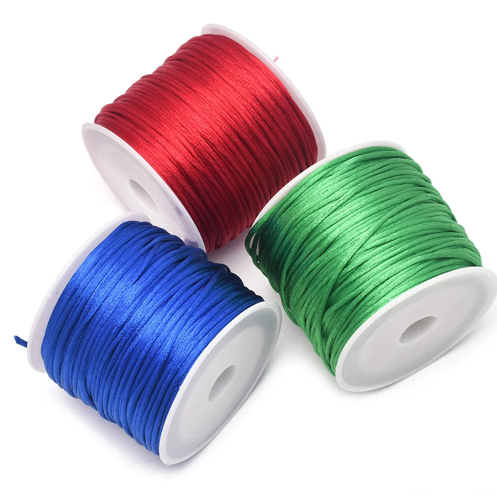 1.5mm Crafts Satin Rattail Cord String from Nylon for Chinese Knot, Macramé, Trim, Jewelry Making 24 Yards