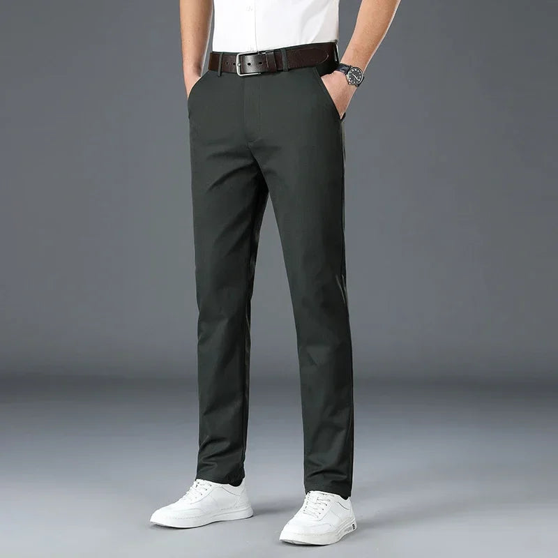 2024 Men's Spring Summer Fashion Business Casual Long Pants Suit Pants Male Elastic Straight Formal Trousers Plus Big Size 30-40