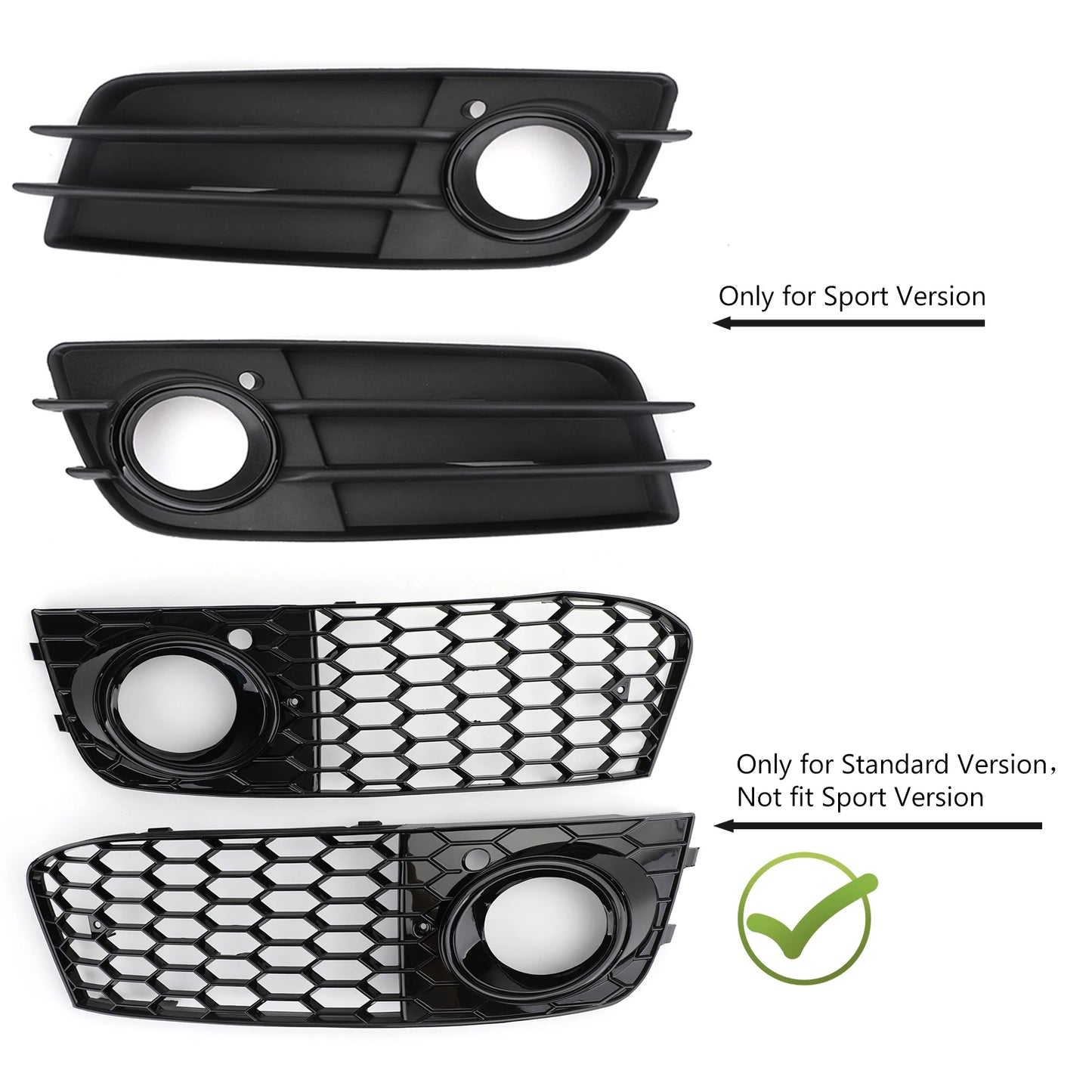 For Audi A4 B8 RS4 2009 2010 2011 2012 Honeycomb Mesh Fog Light Open Vent A4 Grille Intake Cover 8KD807682 8KD807681 Grill Parts