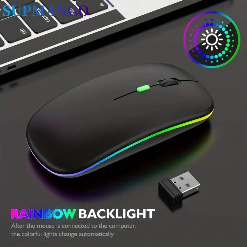 Wireless Mouse RGB Rechargeable Mice Wireless Computer Mause LED Backlit Ergonomic Gaming Mouse For Laptop PC