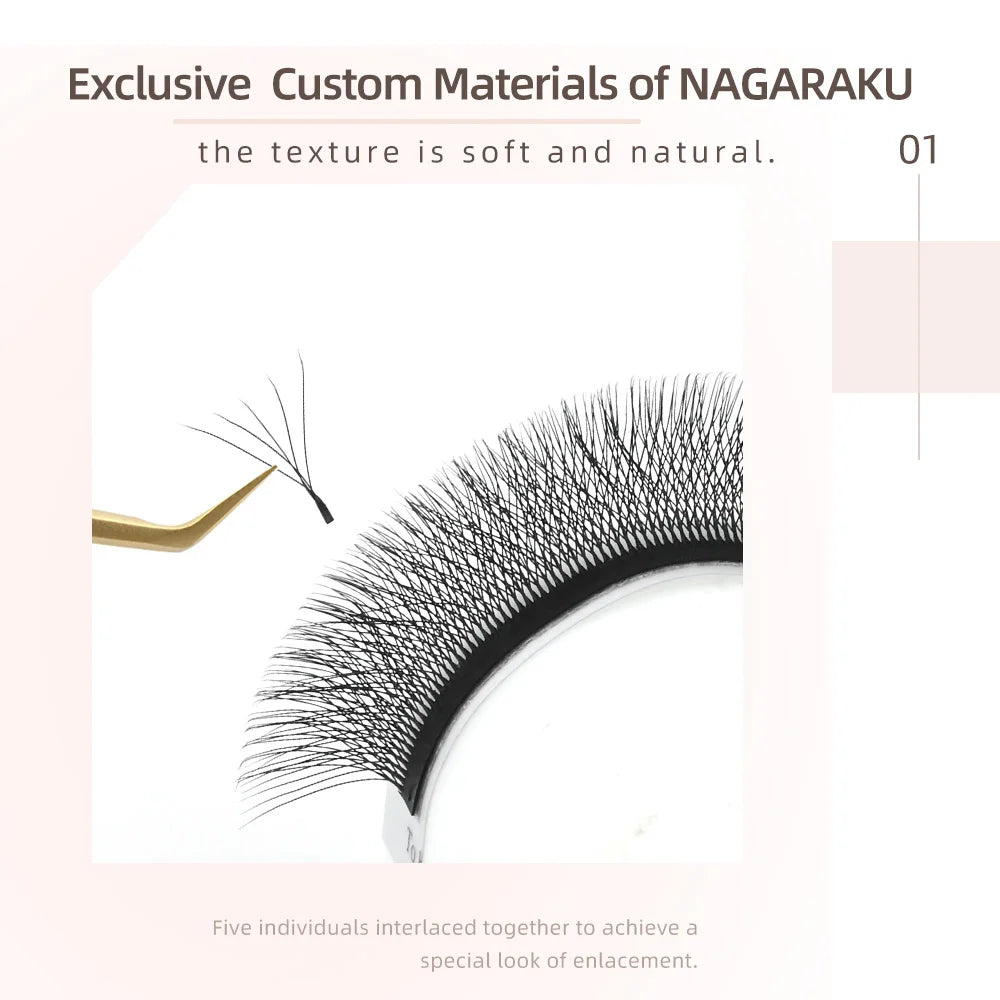 NAGARAKU 5D W Shape Pro Max Premade Volume Fans Eyelash Extensions Bundle Eyelashes Clover Bloom Autofan Mesh False Lashes