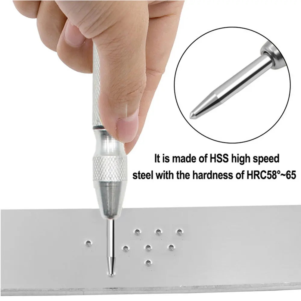 1PC Silvery Center Punch Automatic Spring Positioner Glass Striker Window Breaker Punch Centering and Punching Tool Accessories