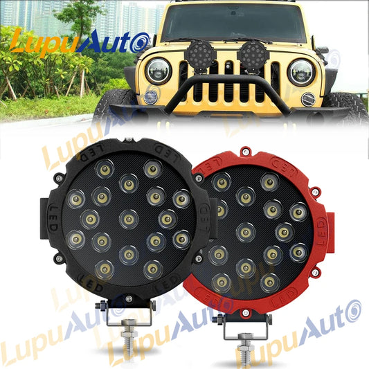 7 Inch 51W Round LED Offroad Lights Spot Driving Light Pod Bumper Roof Fog Light Fit for Boat Jeep ATV SUV Truck Hunter Motor