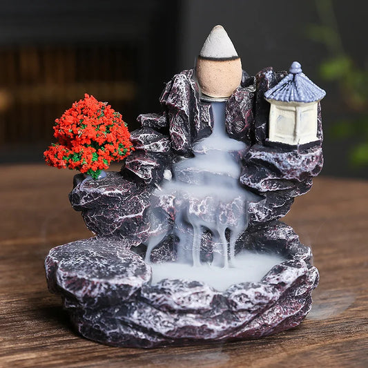 Backflow Incense Holder Waterfall Incense Burner Home Decor Aromatherapy Ornament Incense Cones with Backflow Incense Cones