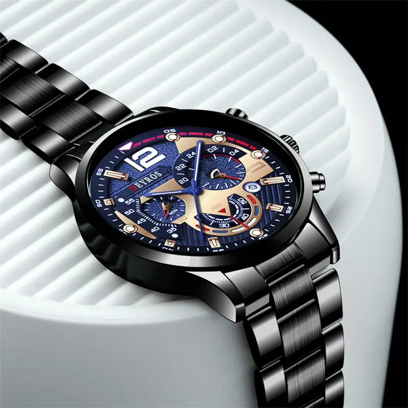 Fashion Mens Stainless Steel Watches Luxury Quartz Wristwatch Calendar Luminous Clock Men Business Casual Watch Reloj Hombre