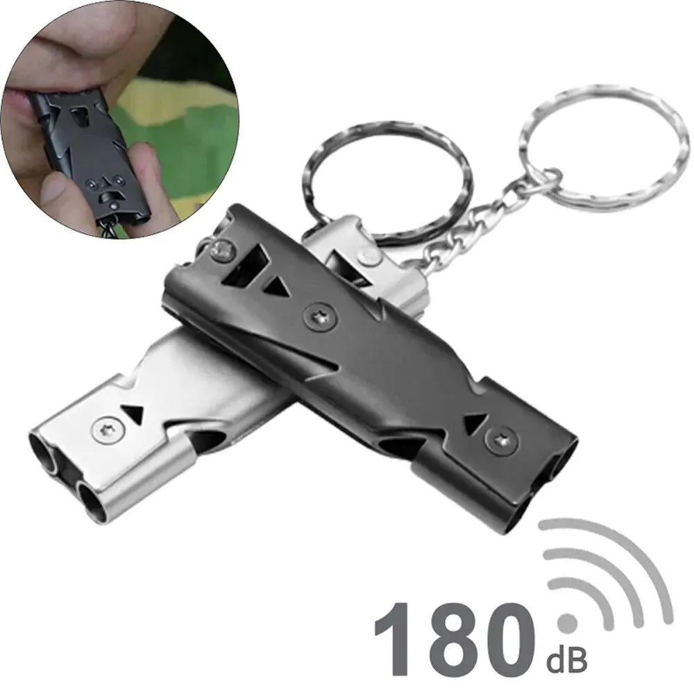 Double Pipe Whistle Pendant Keychain High Decibel Portable Outdoor Survival Emergency Camping Tool Multifunction Whistle 1PC