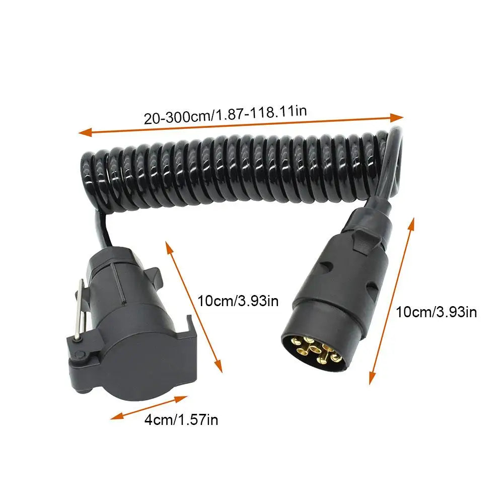 1pcs Trailer Extension Cable Spring Wire Connection Cables Male to Female 7 Pin Plug Connectors Trailer Line Accessories