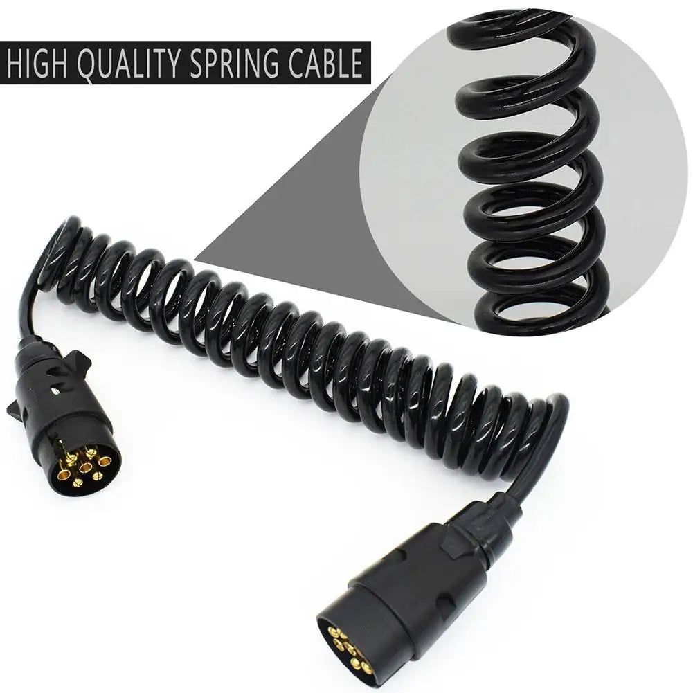 1pcs Trailer Extension Cable Spring Wire Connection Cables Male to Female 7 Pin Plug Connectors Trailer Line Accessories