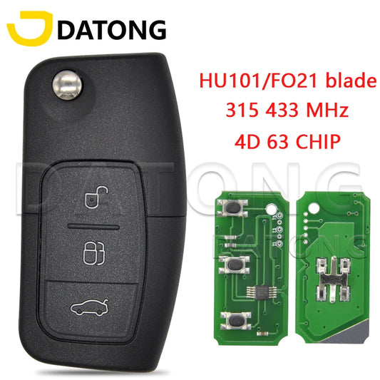 Datong World Car Remote Control Key Fit For Focus Mondeo Fiesta Galaxy Fusion 315/433 Mhz 4D60/4D63 Chip Smart Flip Blank Key