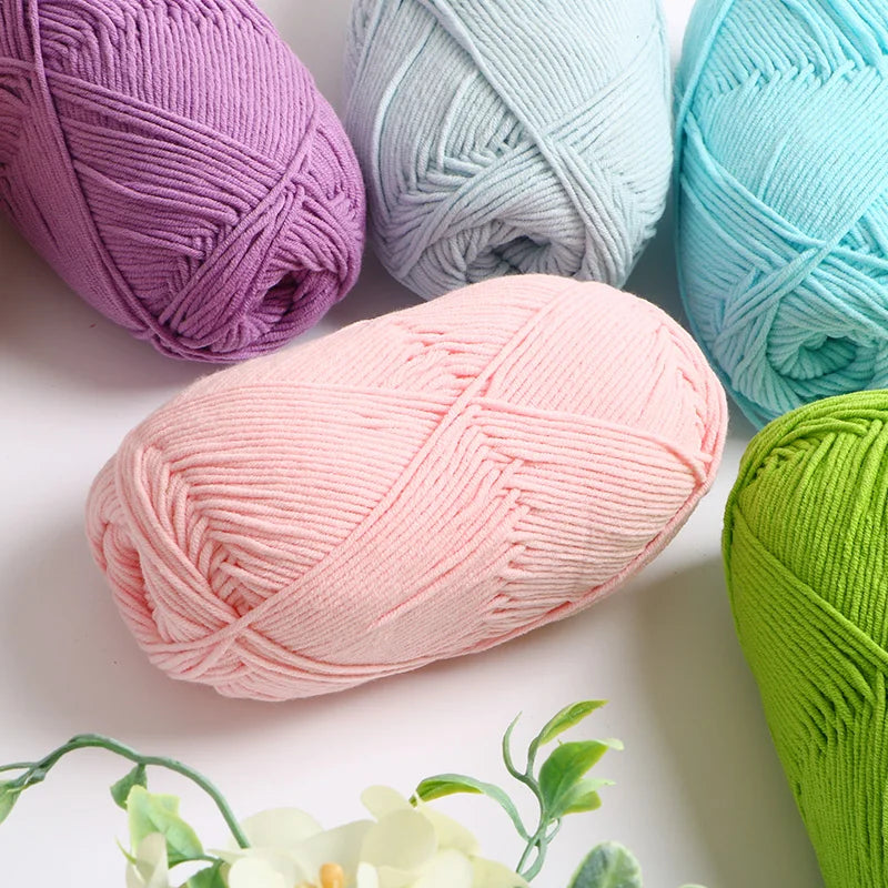 40-50g/Set 4ply Milk Cotton Knitting Wool Yarn Needlework Dyed Lanas For Crochet Craft Sweater Hat Dolls At Low Price