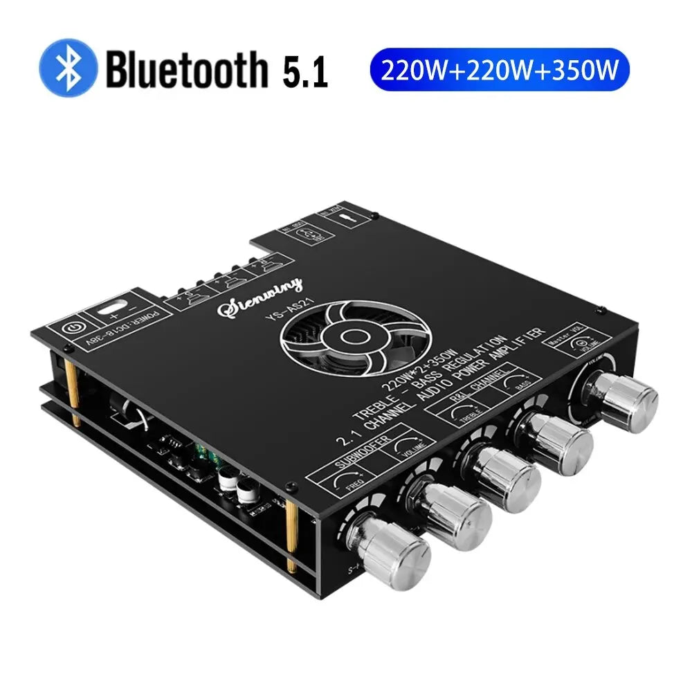 YS-AS21 2*220W+350W 2.1 Channel BT Digital Power Amplifier Board TPA3251 AMP Subwoofer Treble Bass Tone Audio APP USB Function