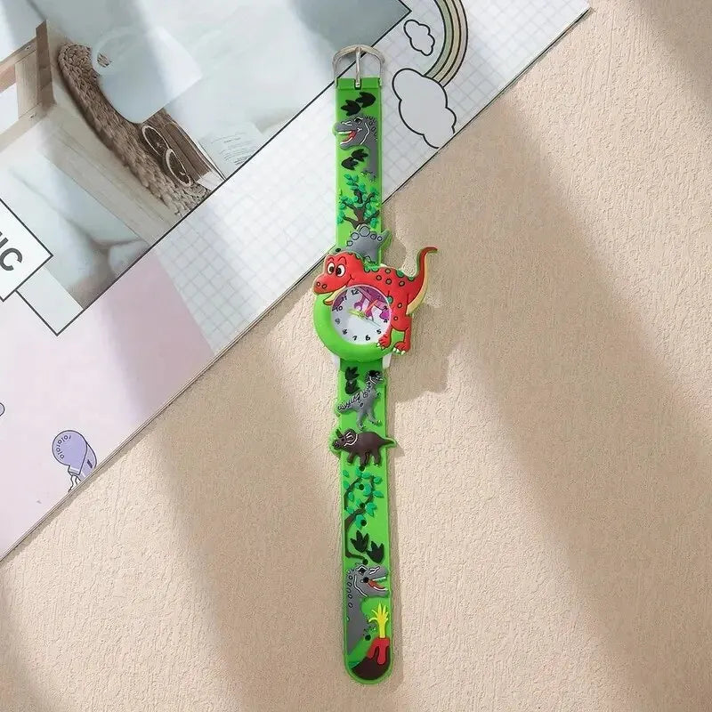 Kids Cartoon 3D Dinosaur Silicone Quartz Watch Student Watch