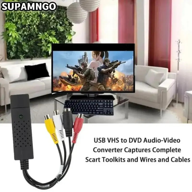 USB 2.0 Video Audio Converter Capture Card Easy Cap Video Audio Converter TV DVD VHS Audio Capture Adapter Card TV Video DVR