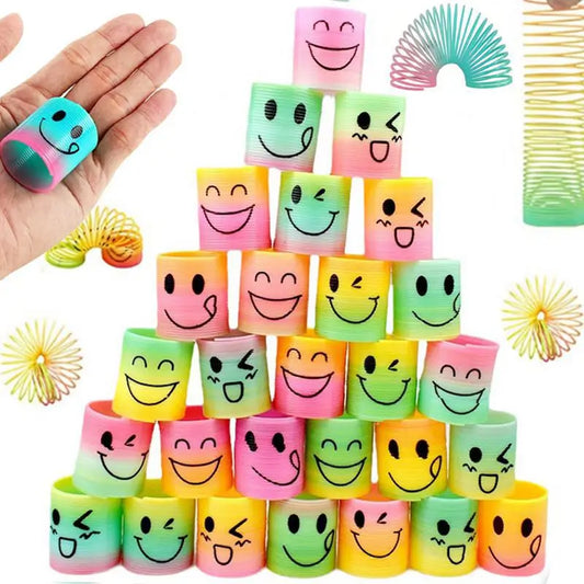 12PCS Rainbow Magic Springs Circle Toys Children Birthday Party Favors Giveaway Gifts Souvenir Kindergarten Guest Pinata Fillers