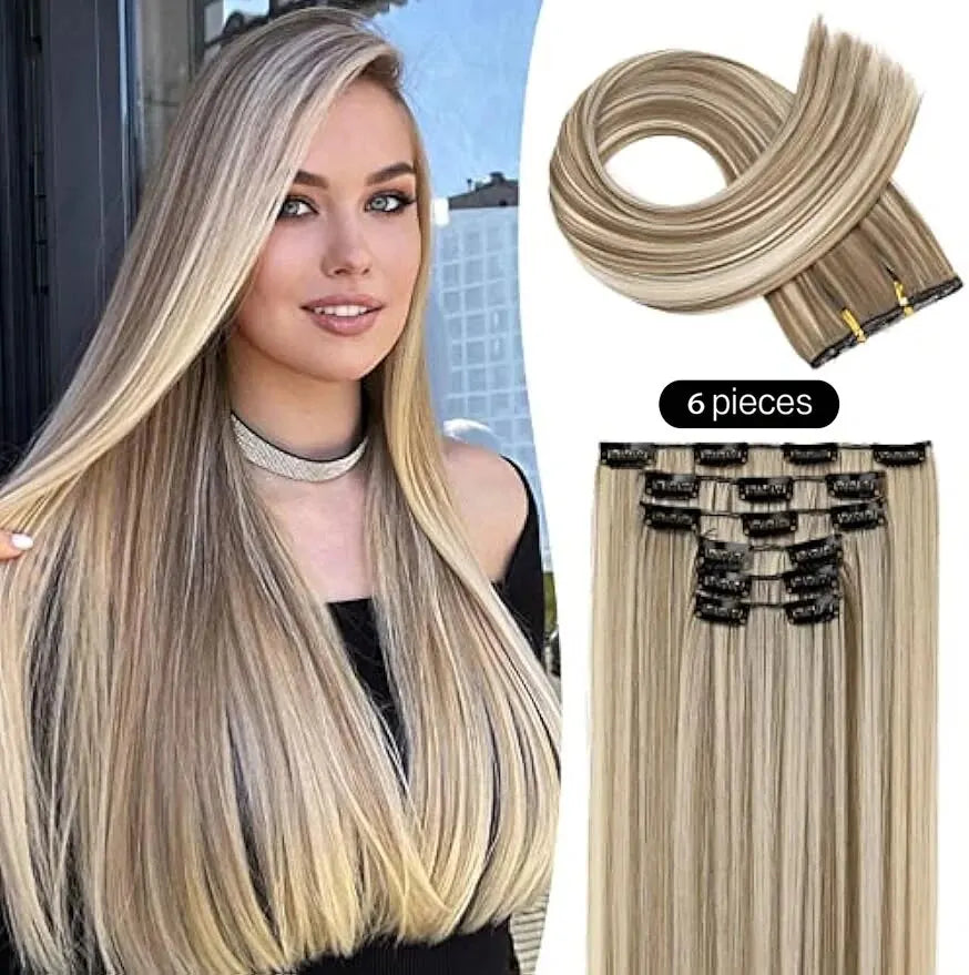 Clip In Hair Extensions Hair Extensions Thick Long Lace Weft Lightweight Synthetic Hairpieces For Women