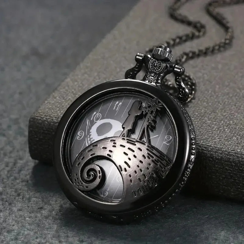 Fashion Lovers Skeleton Quarzt Pocket Watch with Chain Necklace Vintage Quartz Pendant Watches Clock Chain Mens Women