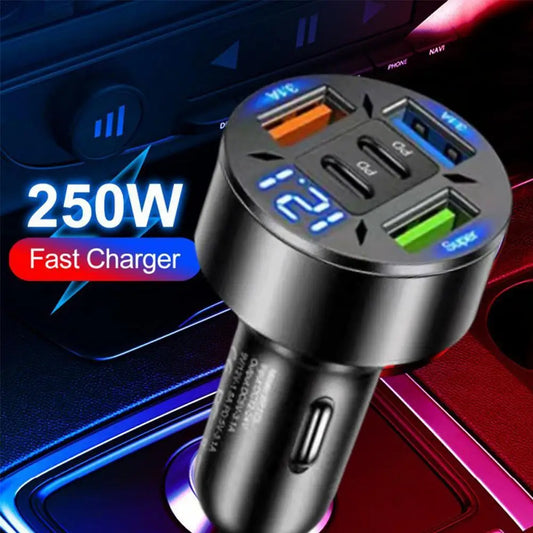 Digital Display Car With 3USB Car Charger Fast Phone Head Mobile Charging PD Phone Adapter Car Mobile Charging