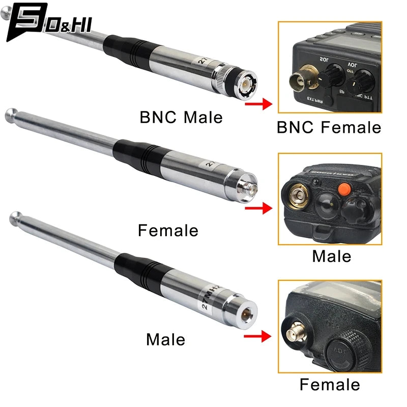 Walkie Talkie 27MHz CB Retractable High Gain Portable Radio Telescopic Antenna SMA-Female SMA-Male BNC Connectors