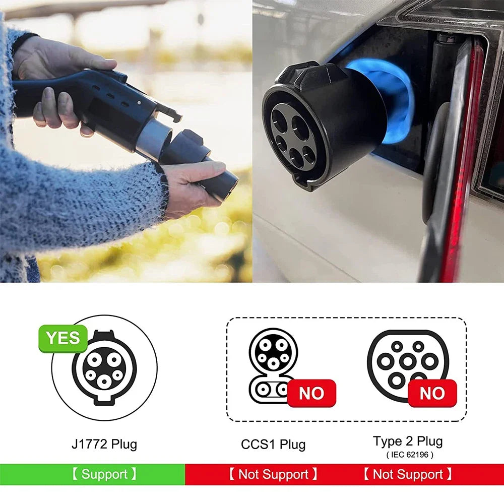 New Electric Vehicle Charging Adapter Type1 J1772 to Teslas Model X Y 3 S for EV Charger Connector EVSE Conversion Teslas Socket