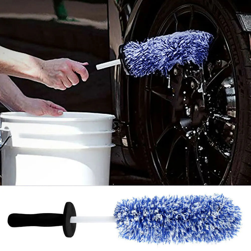 Microfiber Car Wash Brush Cleaning Gloves Plastic Handle Wheel Brush Double-Side Absorbent Clean Glove Car Washing Tool