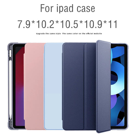 For iPad air 5 Case 2022 10.9 Pro 11 inch 2024 with Pencil Holder Cover 2018 9.7 Air 2/3 10.5 2021 10.2 6/7/8/9/10th Generation