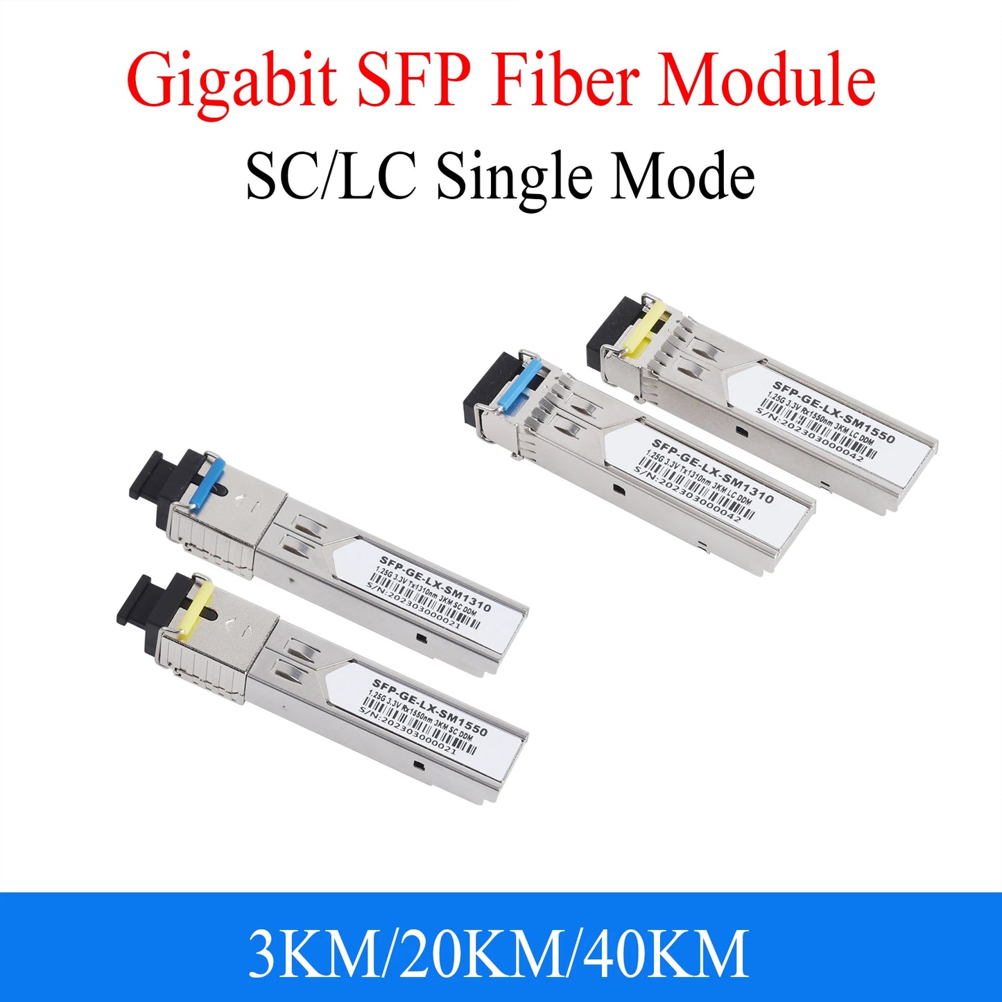 1Pair Gigabit Fiber SFP Module 1000M SC/LC 1.25G 1310nm/1550nm Single Mode A+B Fiber Module Fit For Mikrotik Ethernet Switch