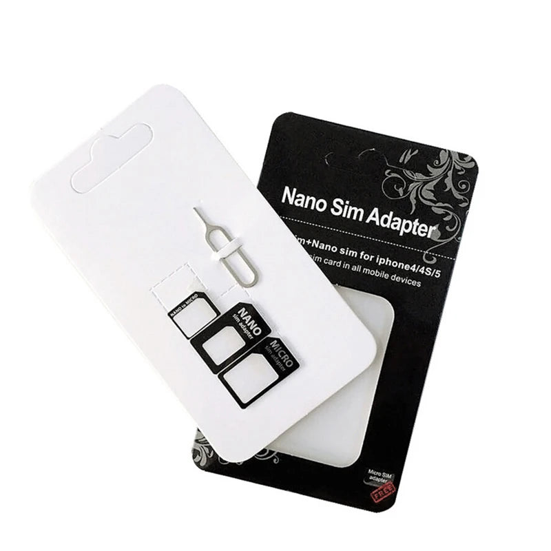 1pcs 4 in1 SIM Card Adapter Nano Micro - Standard Converter Kit with Steel Tray Eject Pin For iPhone Xiaomi Huawei Samsung