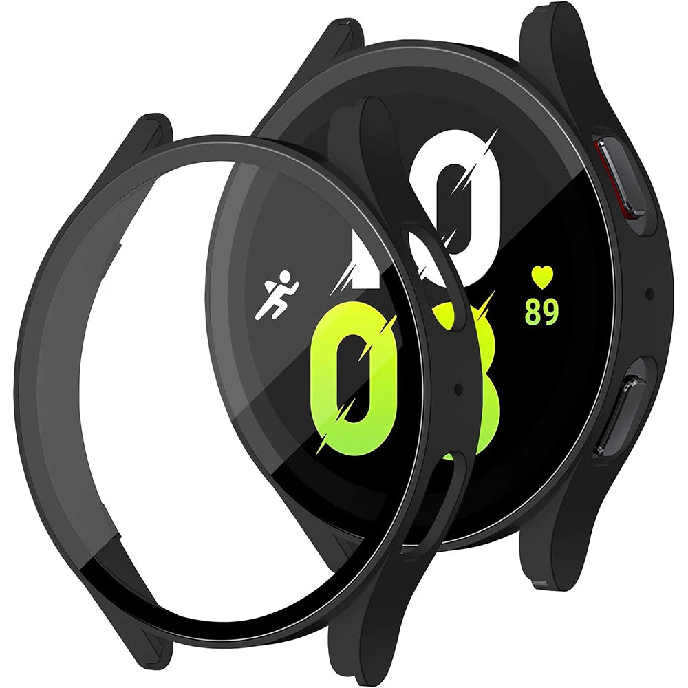 Tempered Glass+ PC Cover for Samsung Galaxy Watch4 5 6 7 44mm 40mm All Coverage Protective Bumper Case Galaxy Watch7 Accessories