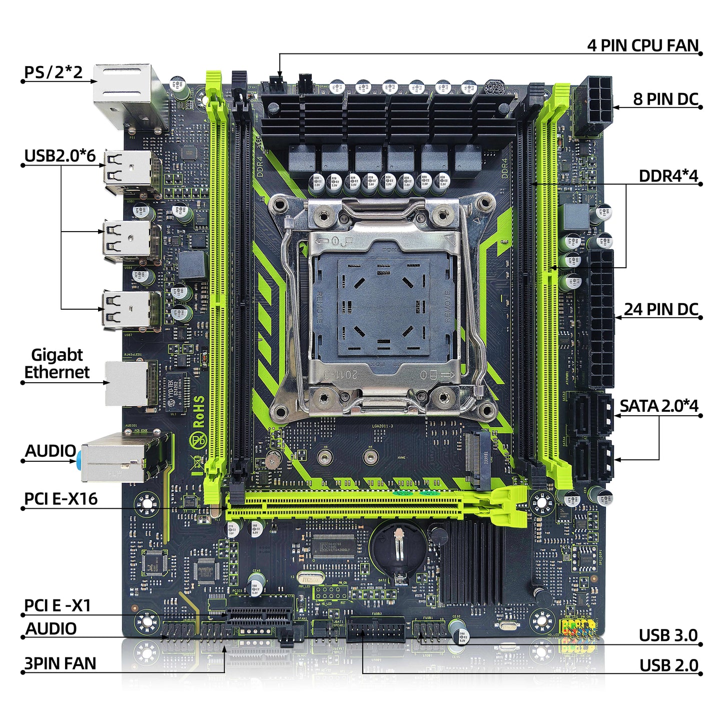 X99-8D4 ZSUS Motherboard Set Kit With LGA2011-3 Xeon E5 2630 V4 CPU DDR4 16GB (1*16GB) 2133MHZ RAM Memory NVME M.2 SATA