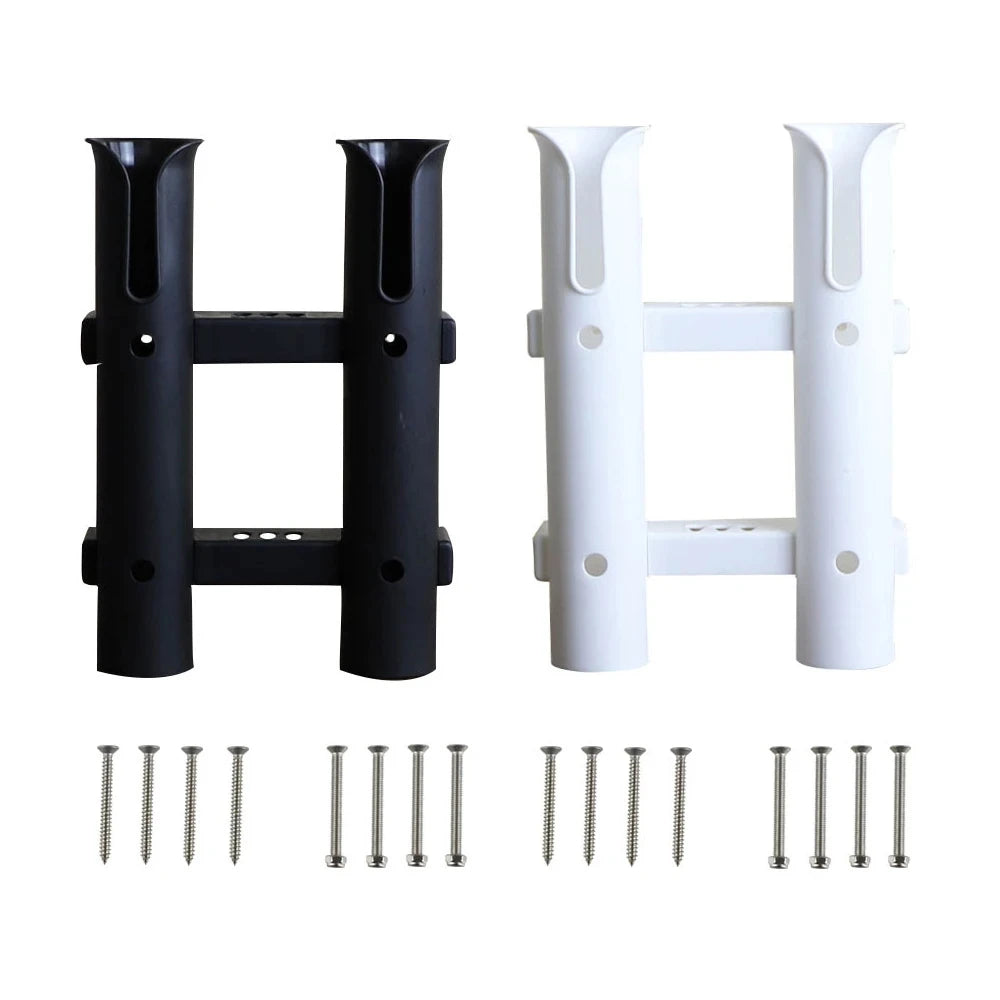 1PCS Plastic Rod Pole Holder Two Tube White Black Fishing Boat Marine Yacht Hardware Fishing Pole Rod Holders For Boats