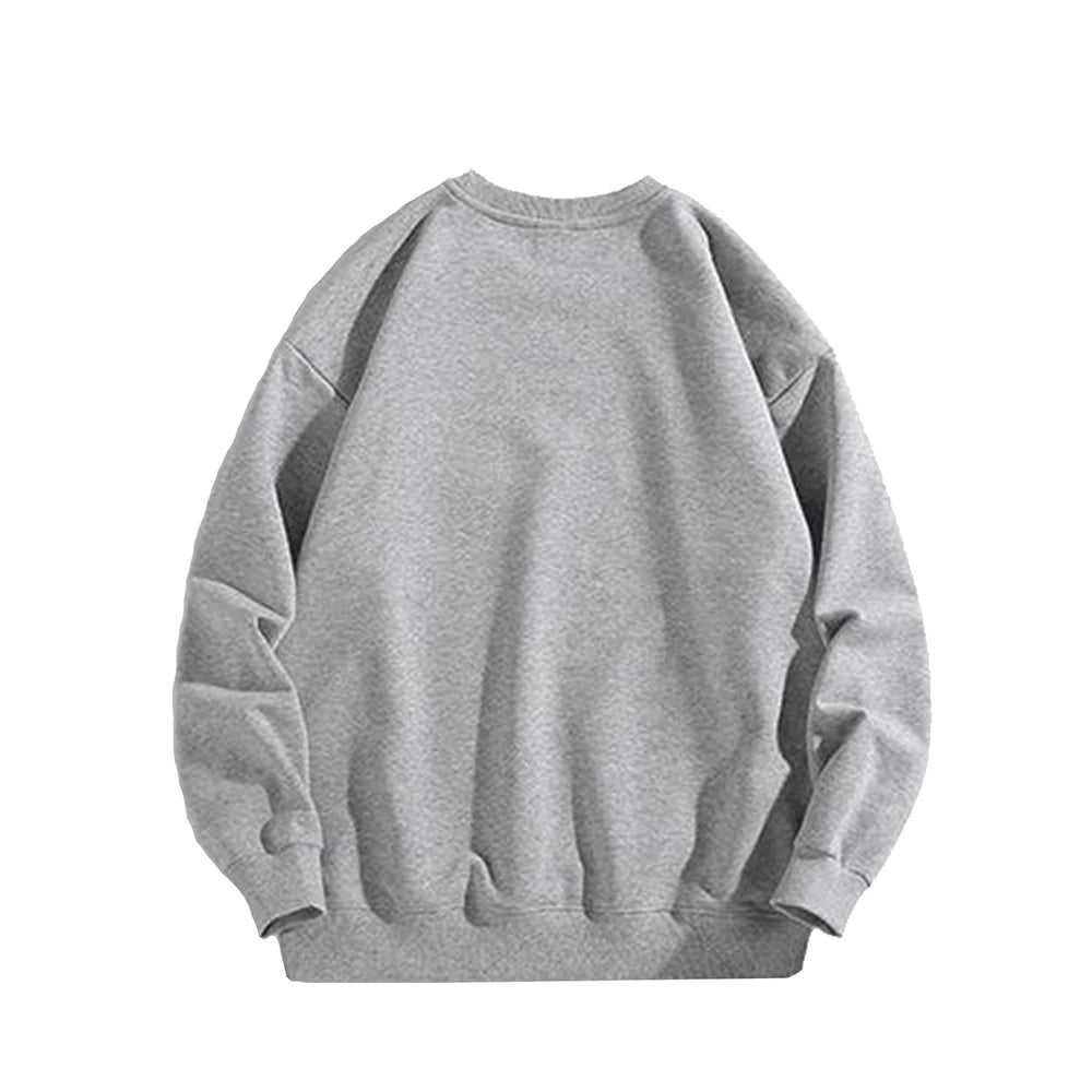 Men Oversized Pullover Fashion Solid Color Sweatshirt Men O Neck Long Sleeve Casual Sweatshirt Street Sportswear