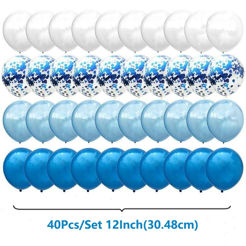 40Pcs/Set 12inch Mix Blue Rose Gold Confetti Latex Balloon For Birthday Baby Shower Wedding Balloons Party Decorations