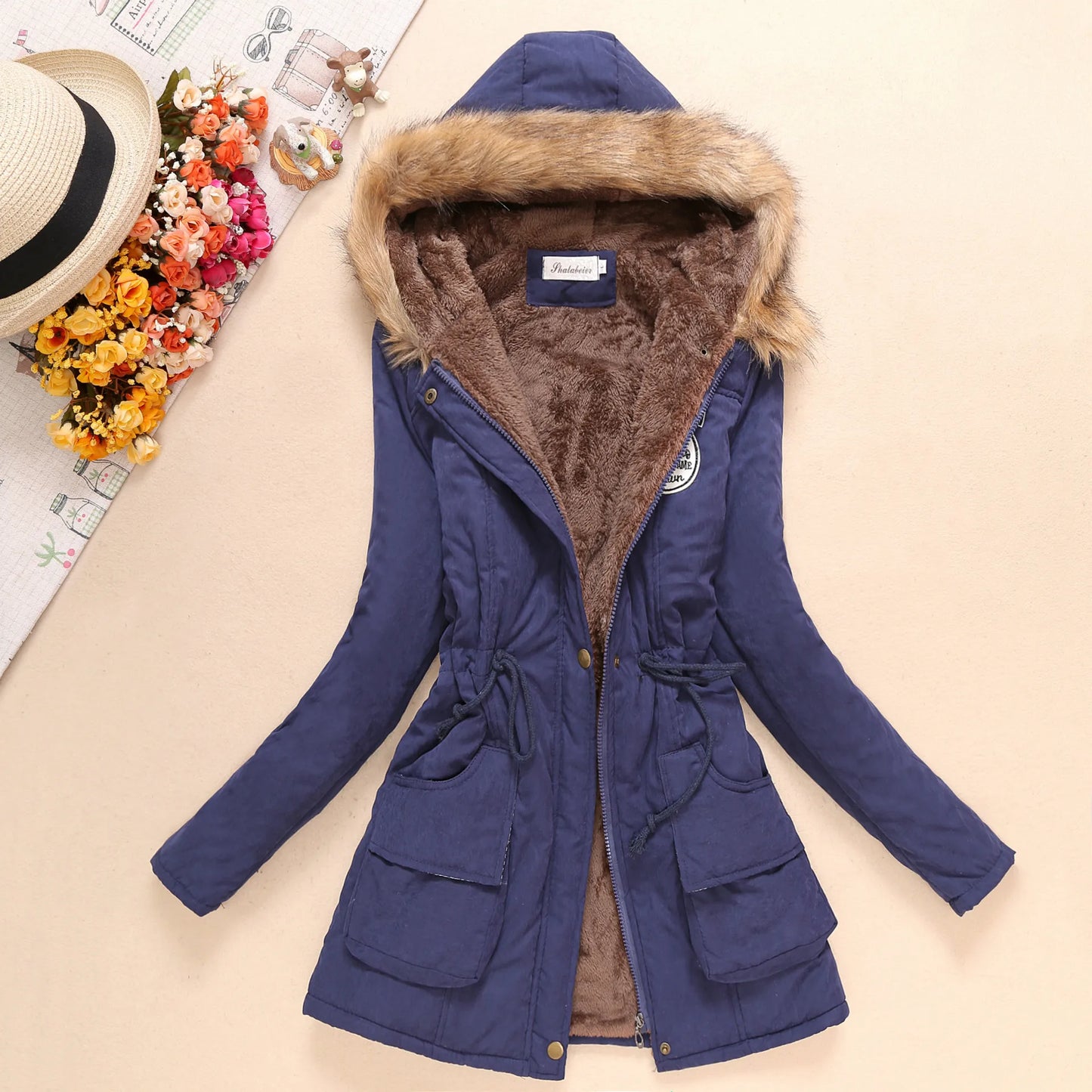 2023 New Autumn Winter Women Cotton Jacket Padded Casual Slim Coat Emboridery Hooded Parkas Wadded Warm Overcoat Fashion Parkas