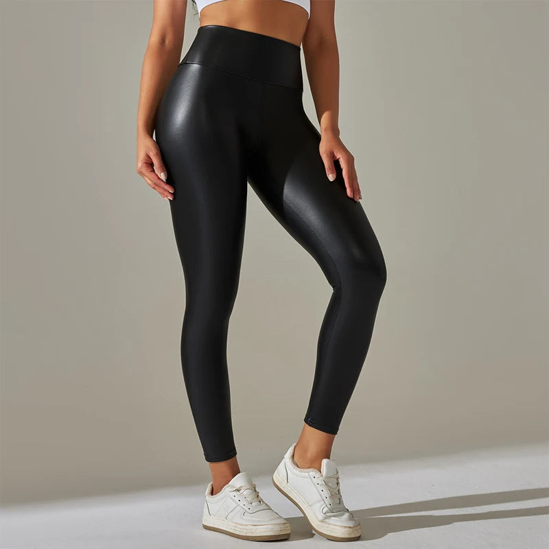 Trendy New Oversized WOMEN'S Leggings, High Waisted Tight and Sexy PU Leather Pants, Colorful Yoga Pants for Women