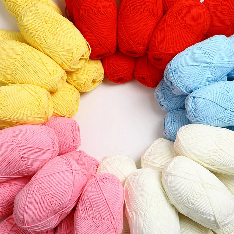 40-50g/Set 4ply Milk Cotton Knitting Wool Yarn Needlework Dyed Lanas For Crochet Craft Sweater Hat Dolls At Low Price