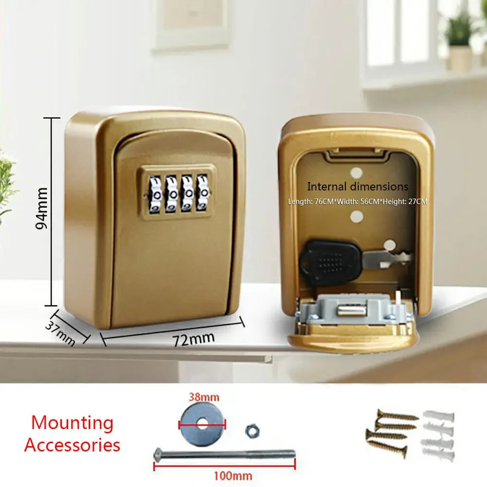 Luxury Durable Zink Alloy Waterproof Wall Mount Key Storage Box Combination Password Key Keeper Easy To Fix Inside & Outside