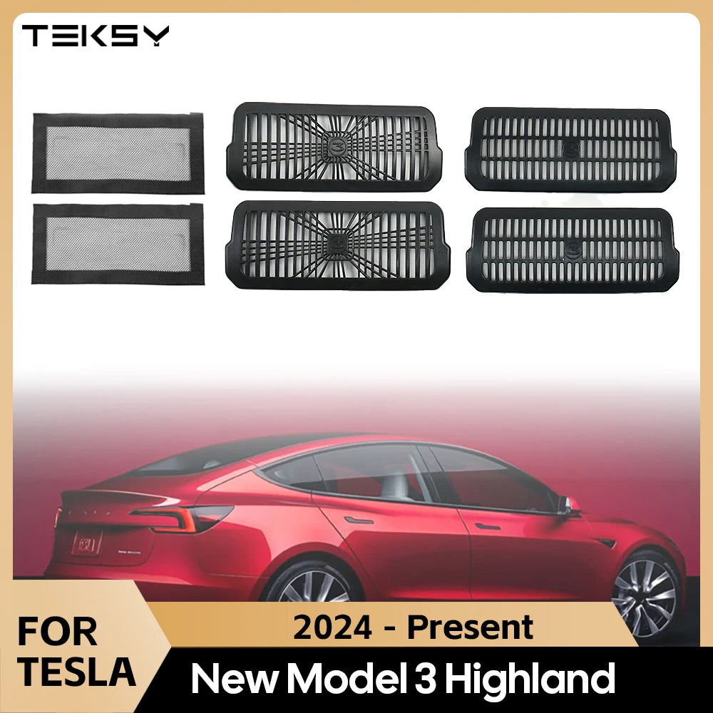 For 2024 Tesla Model 3 highland Under Seat Rear Air Vent Protect Cover Anti-blocking Backseat Outlet Grille Protector Accessorie