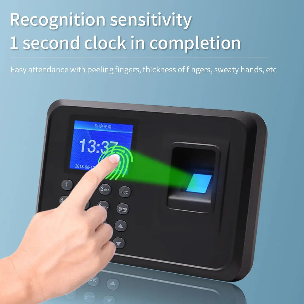 Fingerprint Attendance System Biometric Clock in Machine Employee Keypad Electric Time Clock Recorder USB Data Management Device