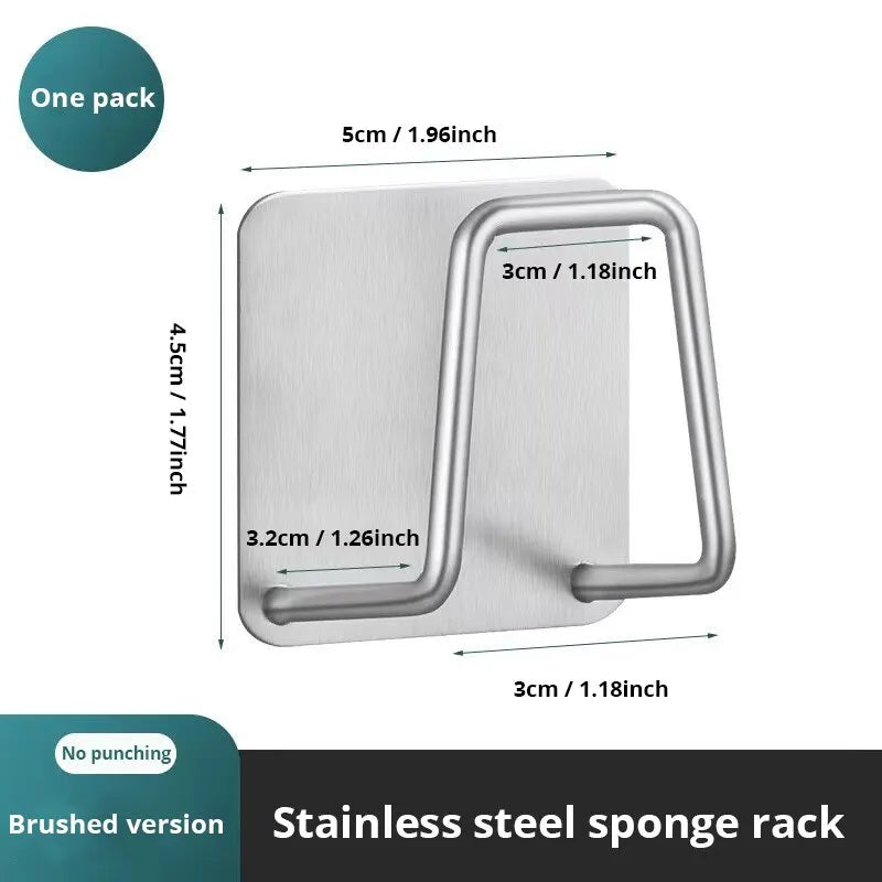 1pc Stainless Steel Sink Sponge Rack For Sponge Steel Wire Ball Draining Paste The Inner Wall Of The Sink Kitchen Supplies