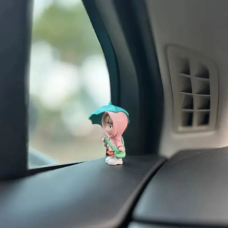 4pcs Cute Umbrella Couple Car Interior Decoration Action Figures Auto Rearview Mirror Dashboard Ornaments Gift Mini Accessories