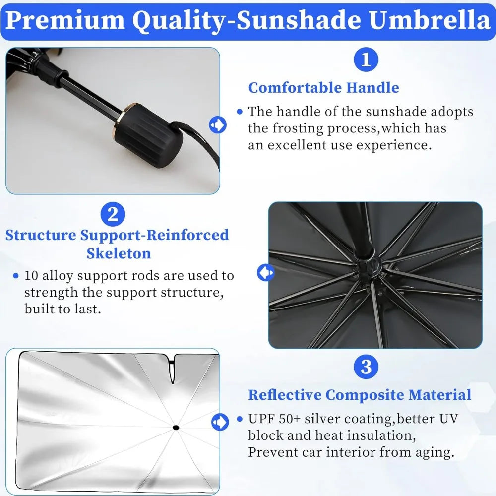 Car Sunshade Umbrella Foldable Windshield Shade Umbrella UV Protection, Car Front Window Heat Insulation Protection