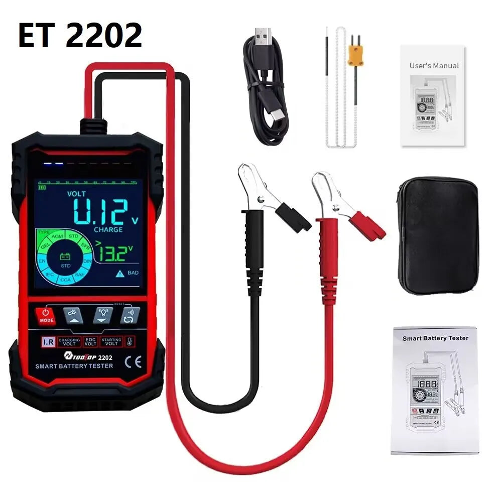 TOOLTOP 12V 24V Car Battery Tester Internal Resistance Load Discharge Current Test 3.2 Inch Color Screen Auto Diagnostic Tools